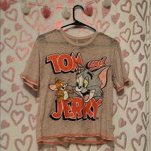 Cream Tom and Jerry Graphic Short Sleeve Tee